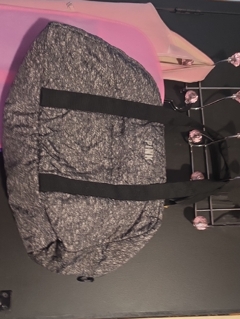 PINK Victoria's Secret Gray Heather Tote with Black Straps